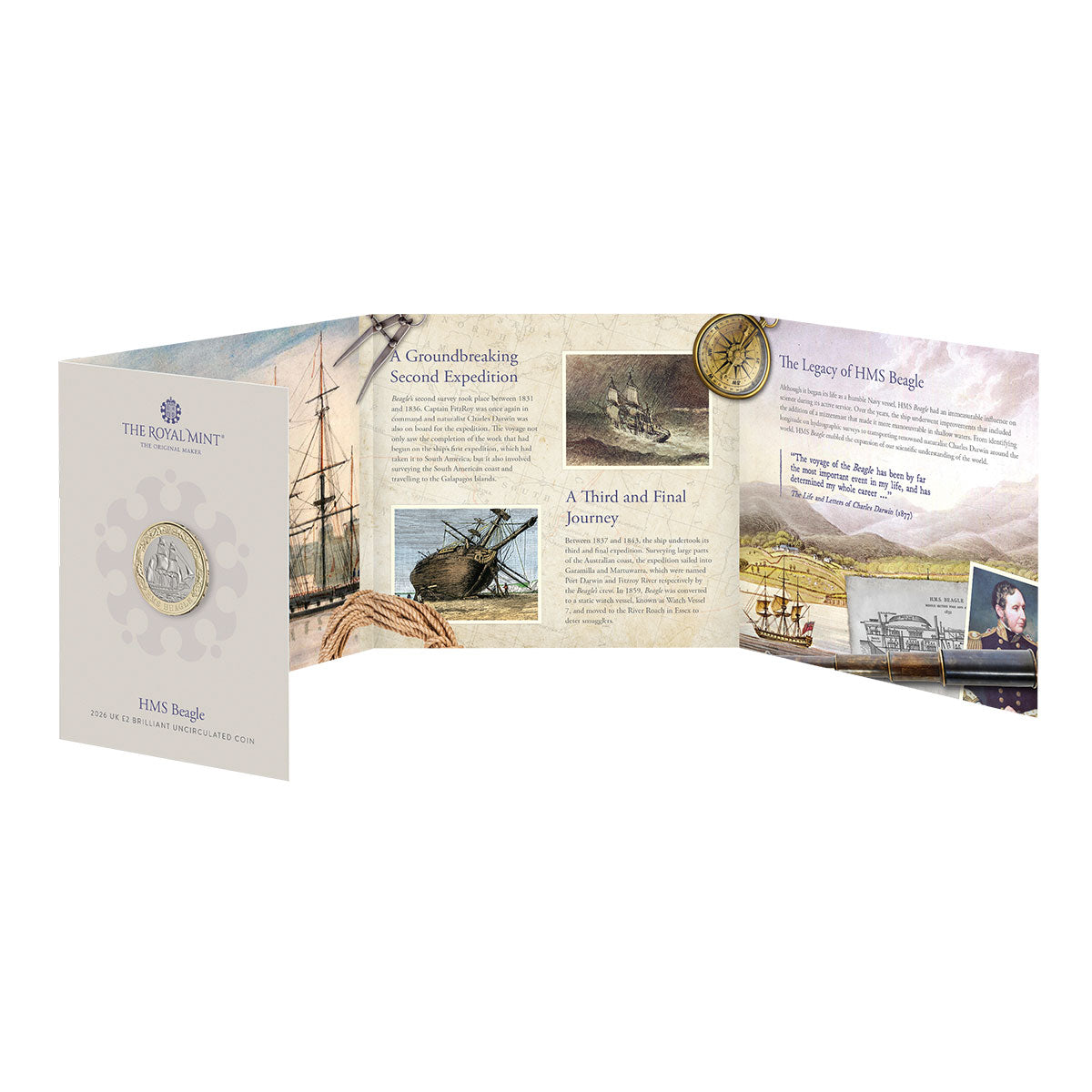 Great Britain HMS Beagle 2026 £2 Bimetal Brilliant Uncirculated Coin