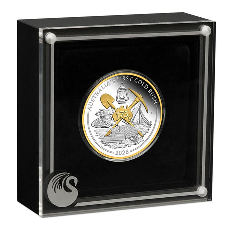 Australia First Gold Rush 175th Anniversary 2026 $1 Gold-plated 1oz Silver Proof Coin
