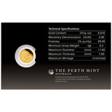 Australia Kangaroo 2026 $2 Mini Roo 0.5g Gold Proof Coin
