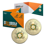 Australia 2025 $2 Wallabies & Wallaroos Colour Aluminium-Bronze Uncirculated 2-Coin Set