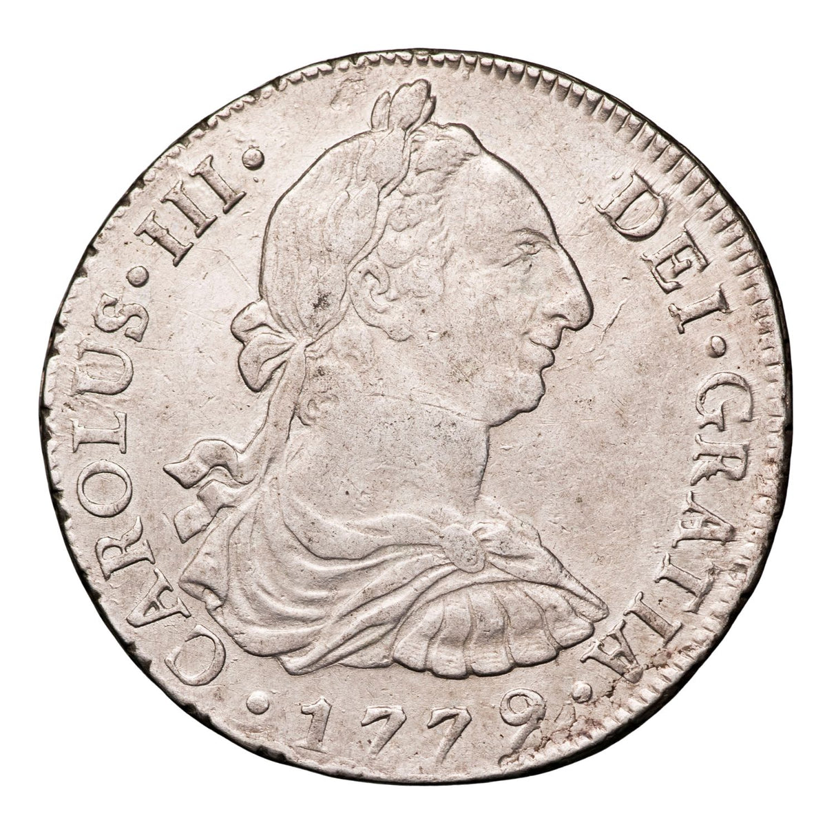 Spanish-American Charles III Lima 1779 Silver 8 Reales Extremely Fine