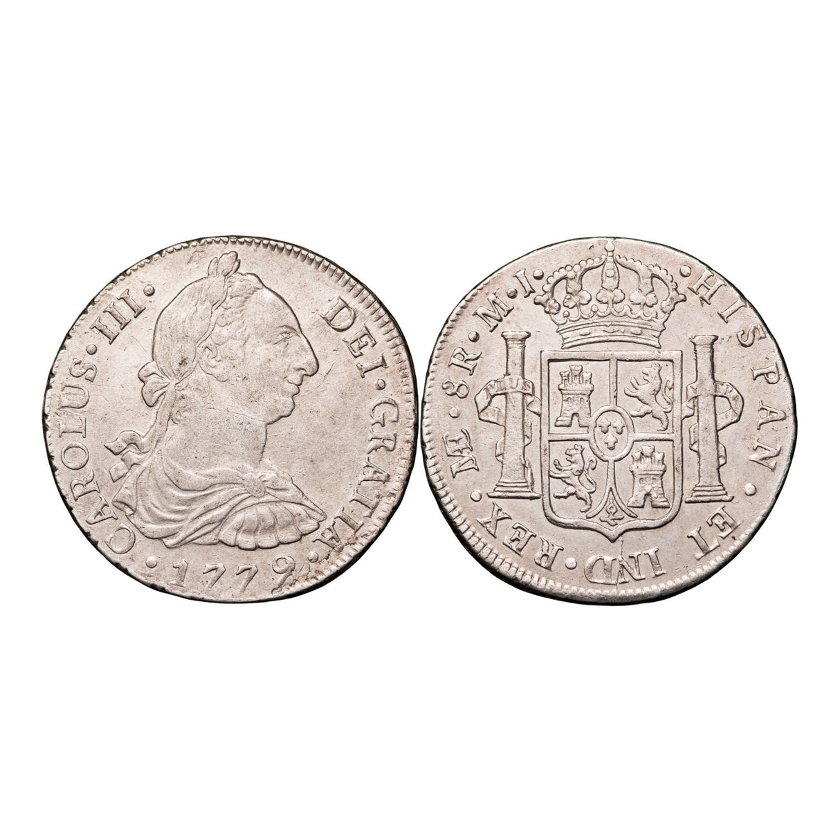 Spanish-American Charles III Lima 1779 Silver 8 Reales Extremely Fine