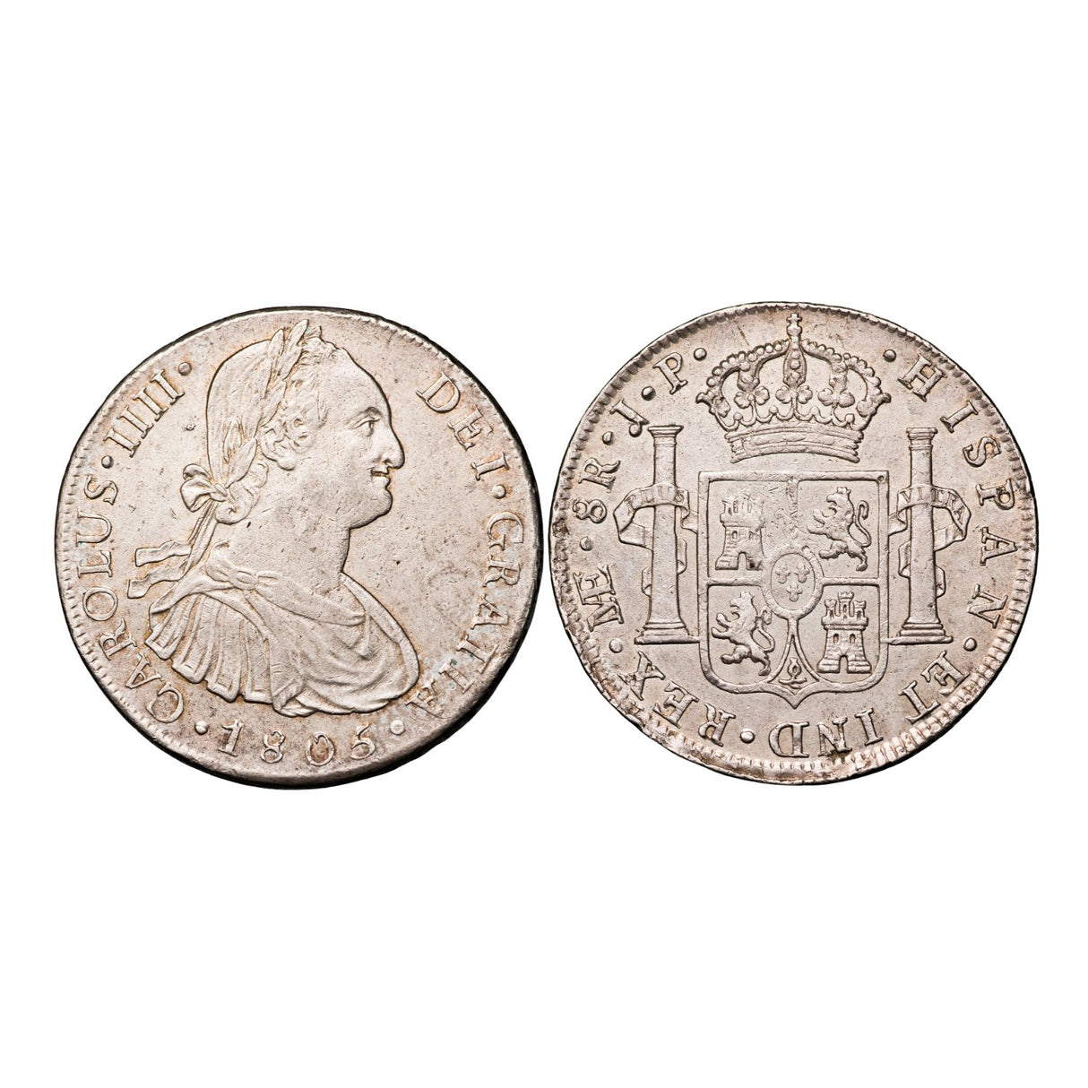 Spanish-American Charles IV Lima 1805 Silver 8 Reales about Uncirculated