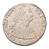 Spanish-American Charles IV Lima 1808 Silver 8 Reales about Uncirculated