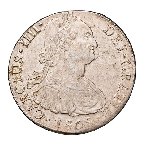 Spanish-American Charles IV Lima 1808 Silver 8 Reales about Uncirculated