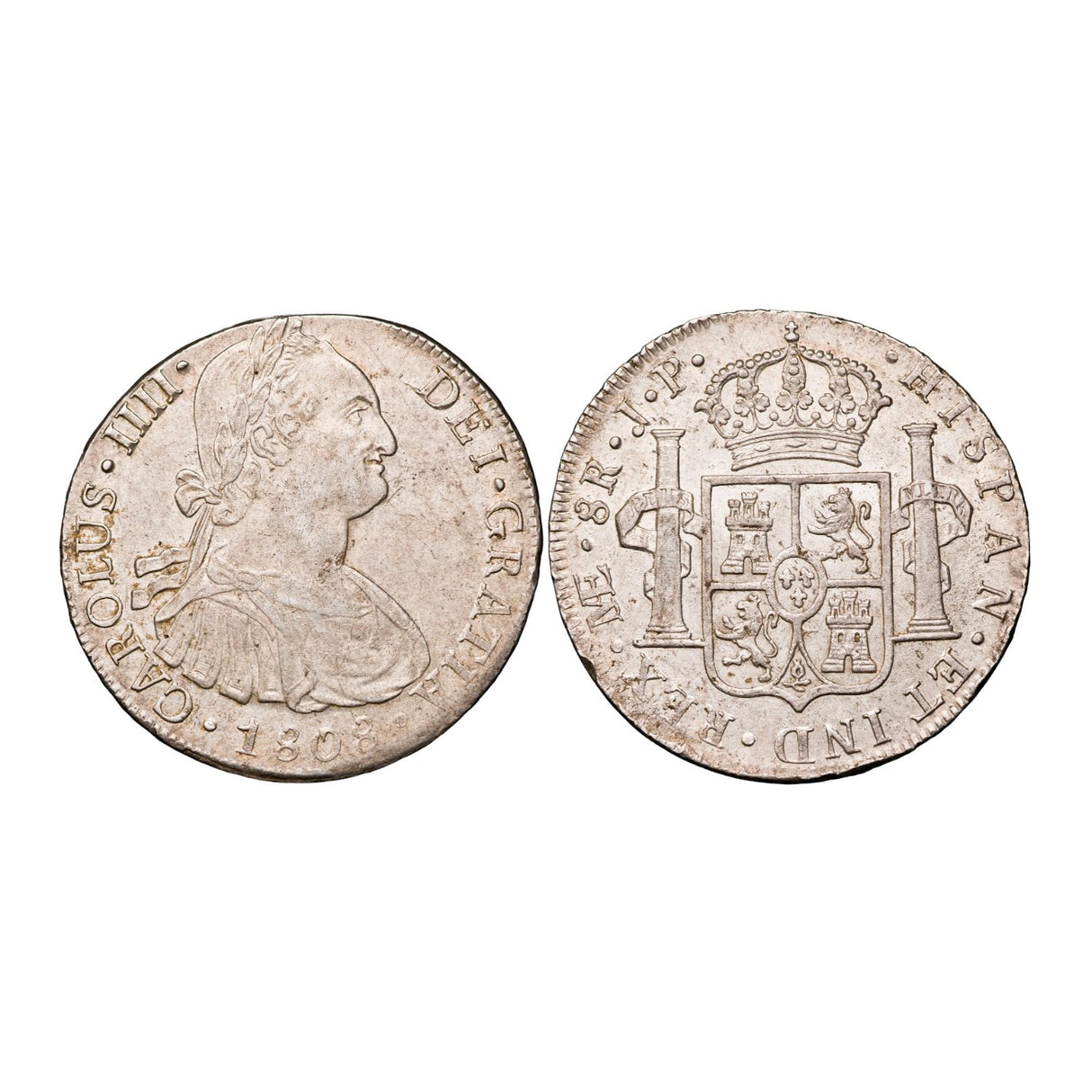 Spanish-American Charles IV Lima 1808 Silver 8 Reales about Uncirculated