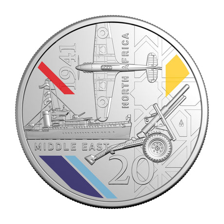 Australia WWII Service Amid Strife 2026 20c North Africa & Middle East Colour Cupro-Nickel Uncirculated Coin