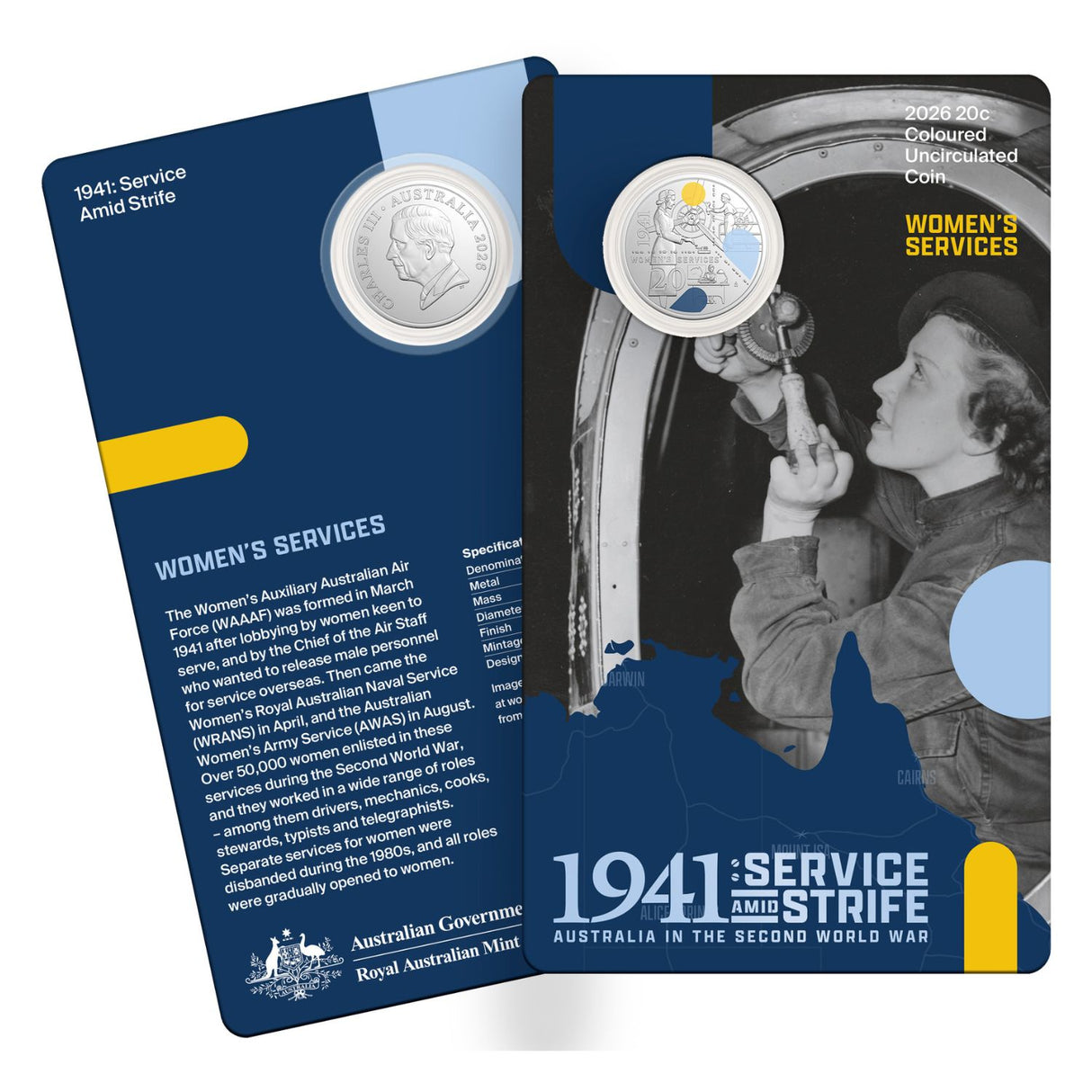 Australia WWII Service Amid Strife 2026 20c Colour Cupro-Nickel Uncirculated 3-Coin Set