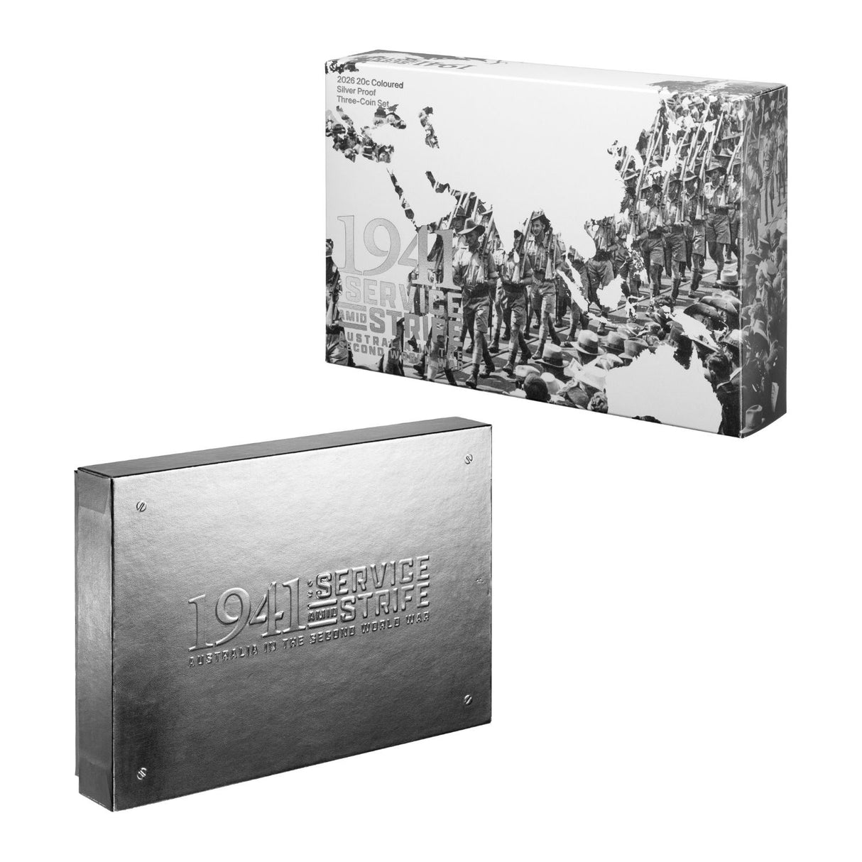 Australia WWII Service Amid Strife 2026 20c Colour Silver Proof 3-Coin Set