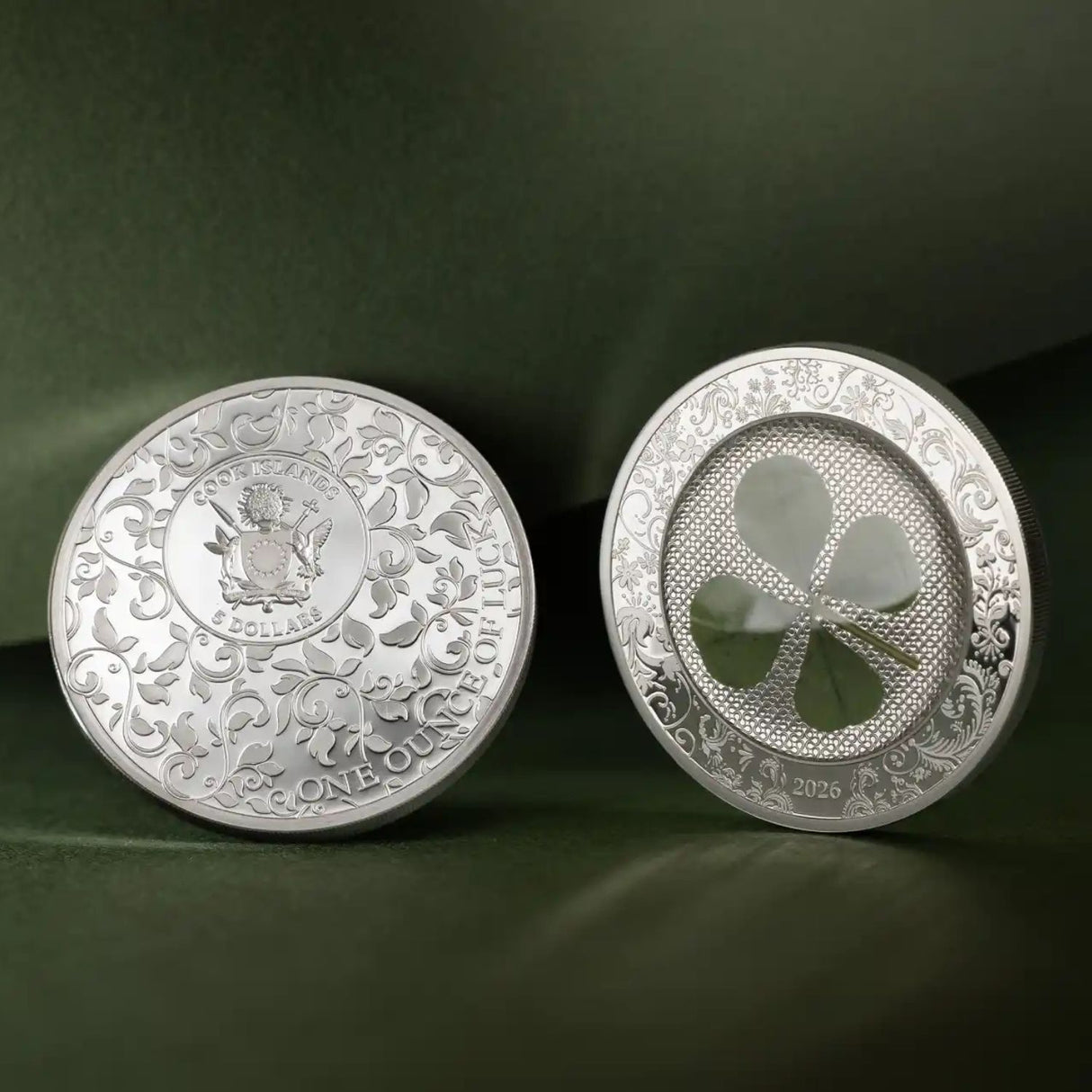 Ounce of Luck 2026 $5 Clover Leaf 1oz Silver Proof Coin