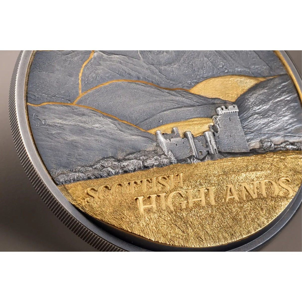 Golden Landscapes Scottish Highlands 2026 $10 Ultra High Relief Gold-plated 2oz Silver Antique Coin