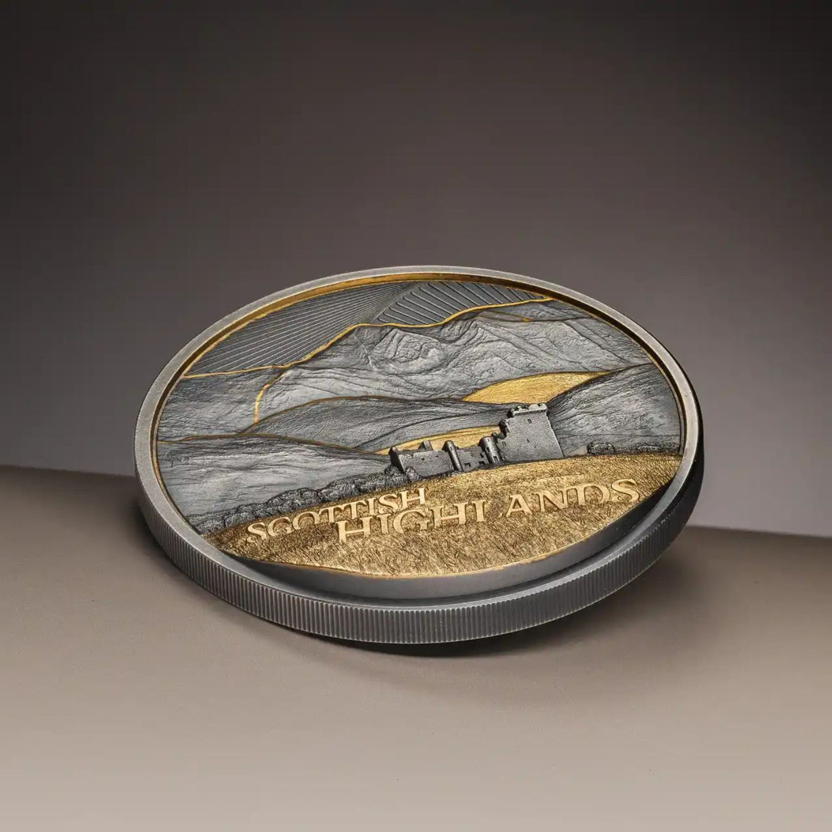 Golden Landscapes Scottish Highlands 2026 $10 Ultra High Relief Gold-plated 2oz Silver Antique Coin