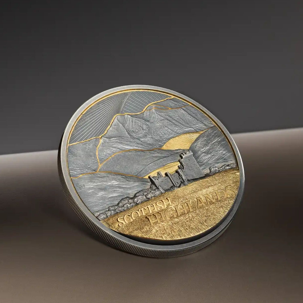 Golden Landscapes Scottish Highlands 2026 $10 Ultra High Relief Gold-plated 2oz Silver Antique Coin