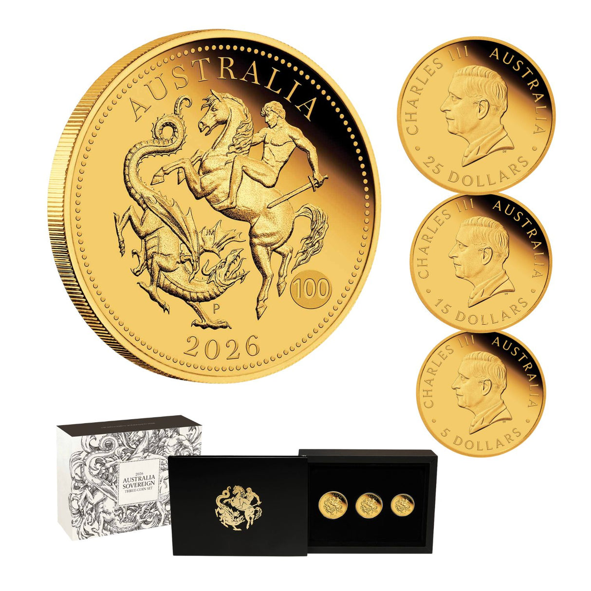 Australia 2026 Gold Sovereign Proof 3-Coin Set – Centenary of the Birth of Elizabeth II
