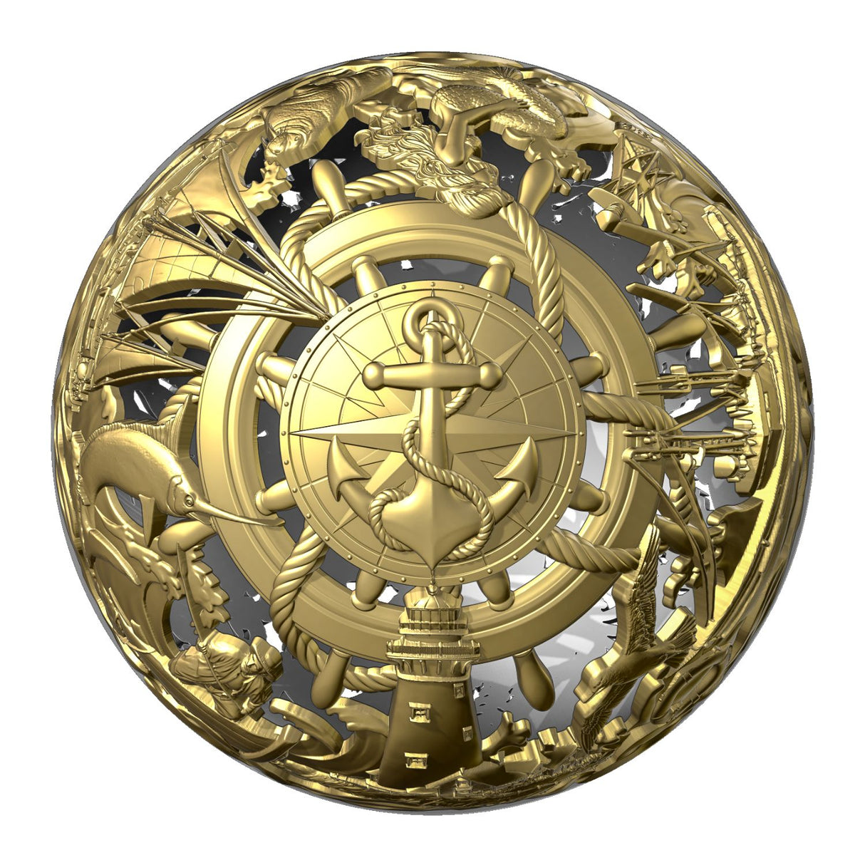 Sea & Surface 2026 $5 Filigree Gold-plated 2oz Silver Antique Spherical Coin