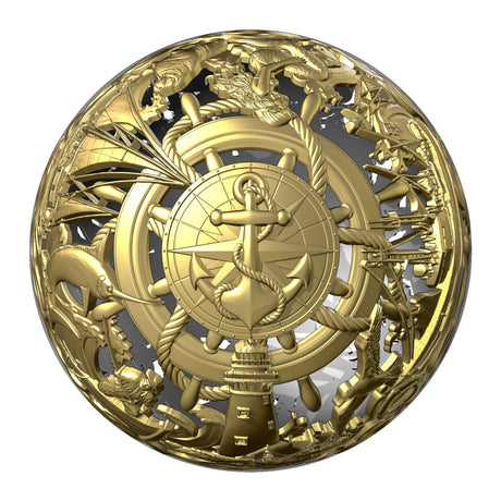 Sea & Surface 2026 $5 Filigree Gold-plated 2oz Silver Antique Spherical Coin