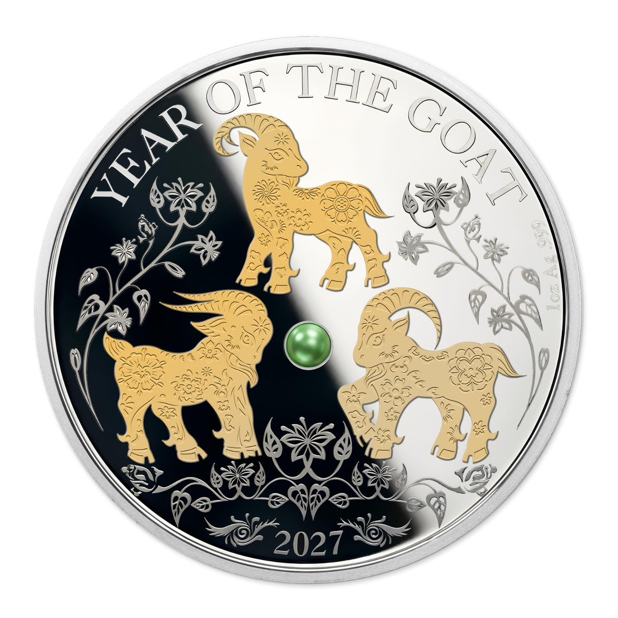 Lunar Year of the Goat 2027 $5 Pearl 1oz Silver Proof Coin