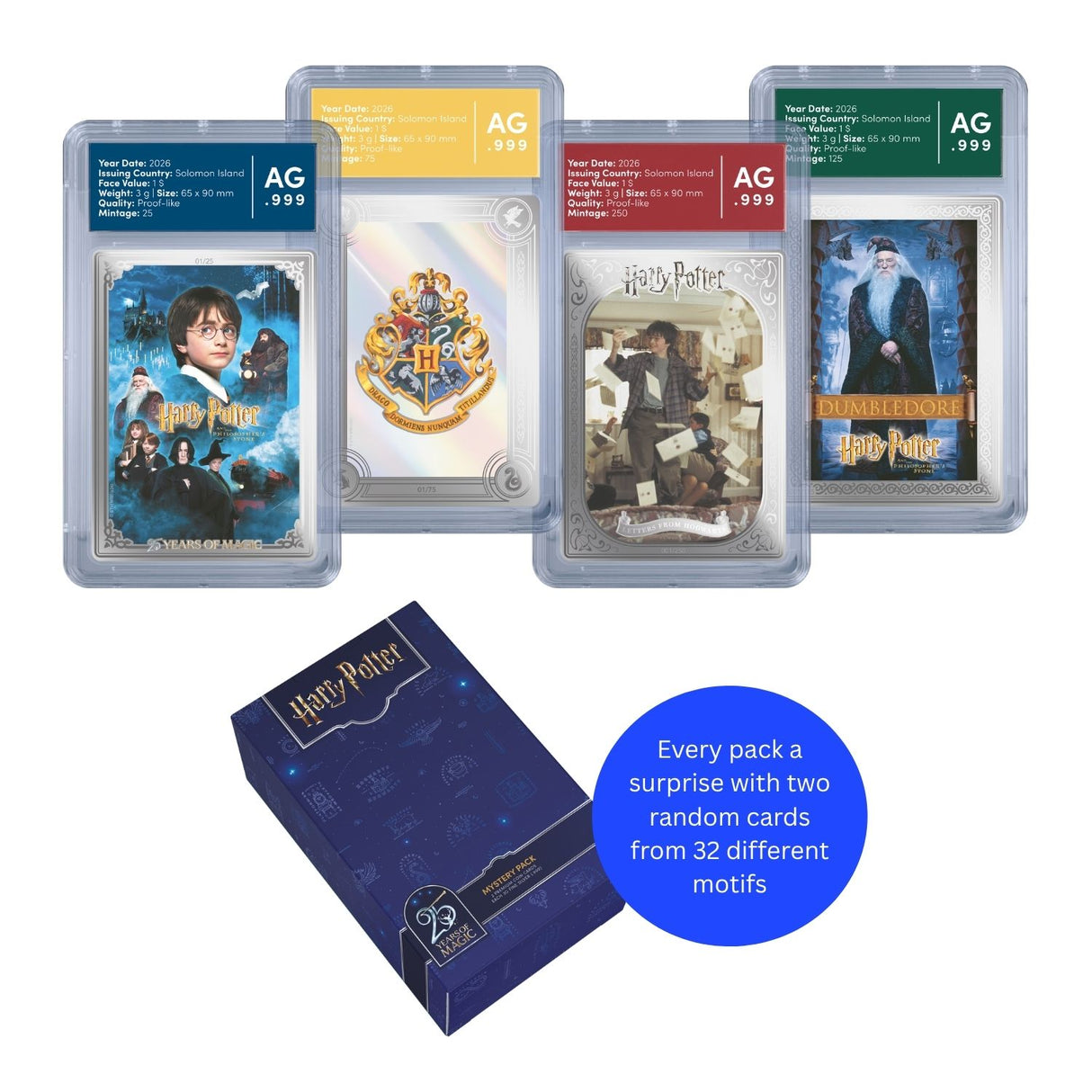 Harry Potter 2026 $1 Silver Prooflike 2-Coin Mystery Pack