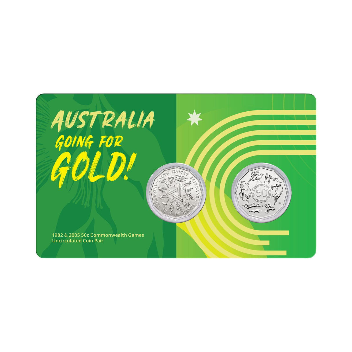 Australia 1982 & 2005 50c Commonwealth Games Cupro-Nickel Uncirculated Coin Pair