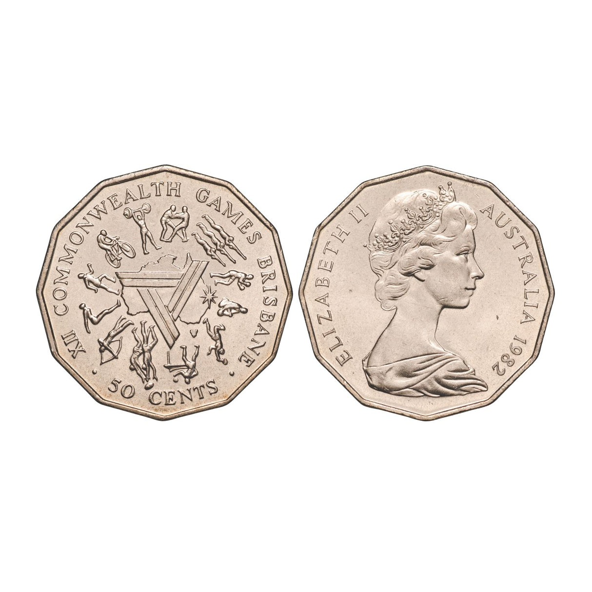 Australia 1982 & 2005 50c Commonwealth Games Cupro-Nickel Uncirculated Coin Pair