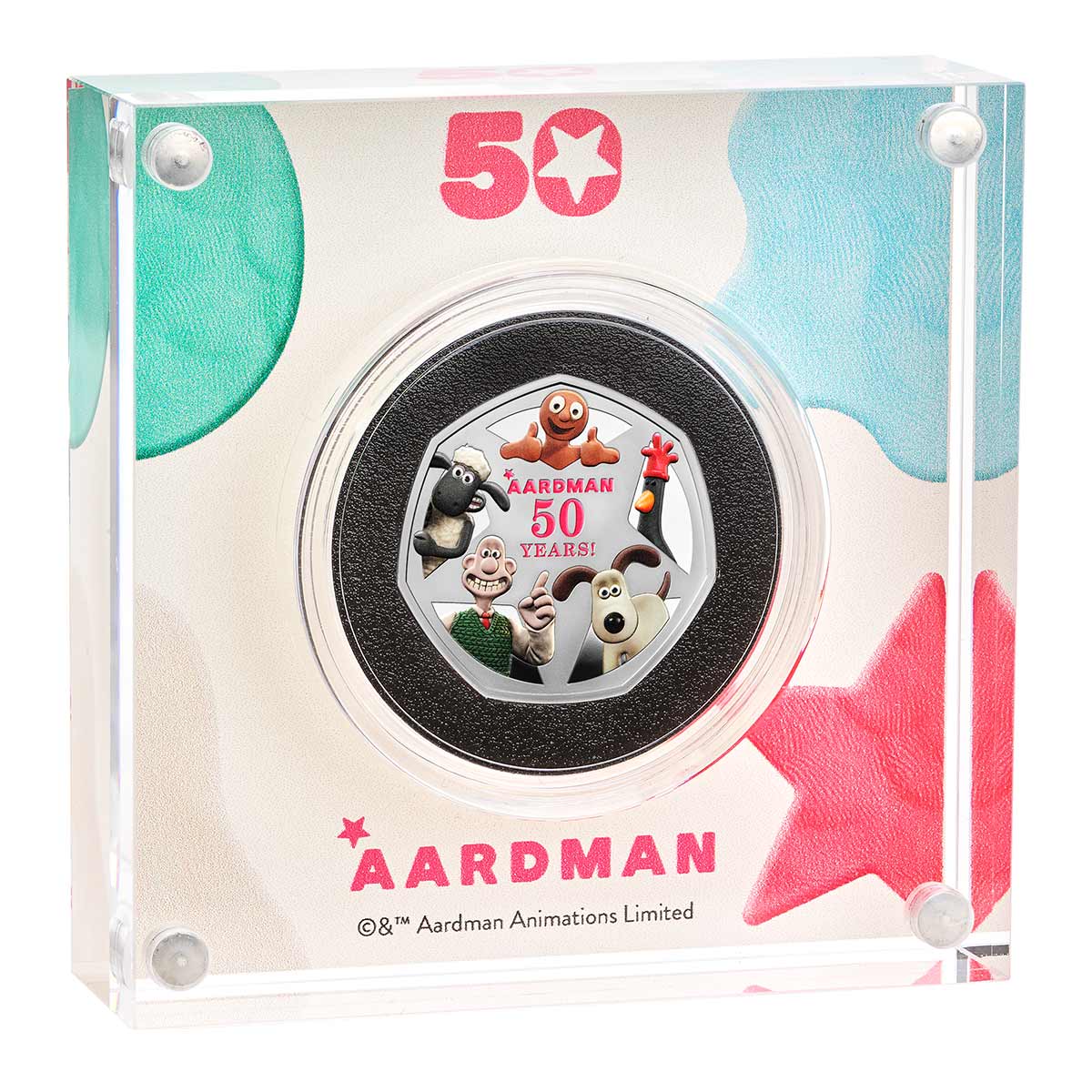 Great Britain 50 Years of Aardman 2026 50p Silver Proof Colour Coin