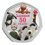 Great Britain 50 Years of Aardman 2026 50p Silver Proof Colour Coin