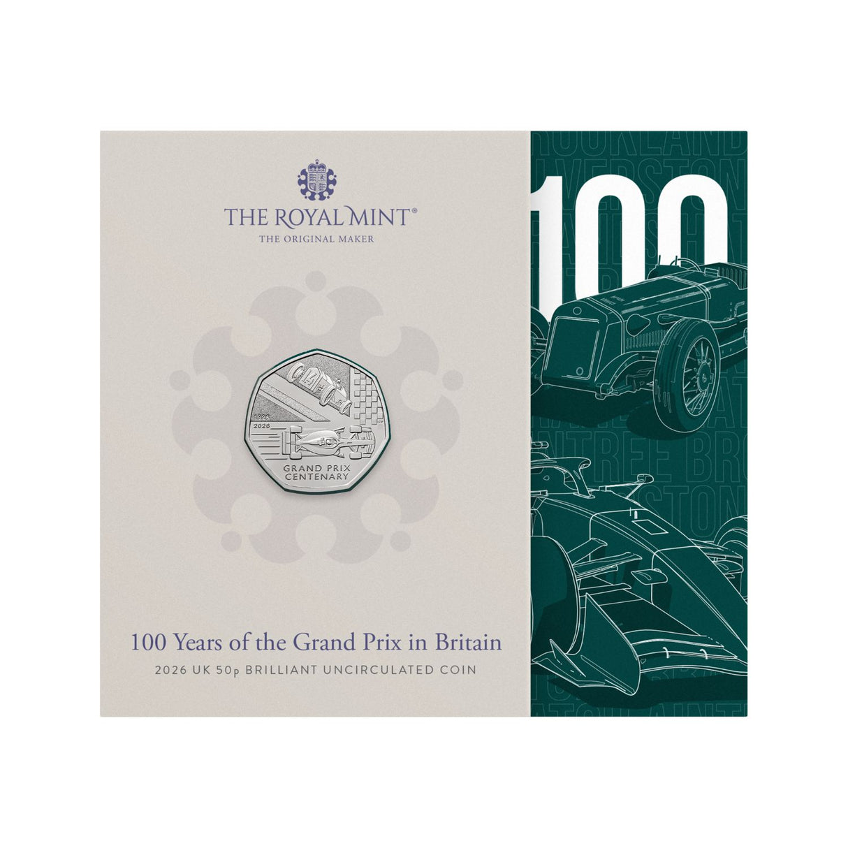 Great Britain 100 Years of the British Grand Prix 2026 50p Brilliant Uncirculated Coin