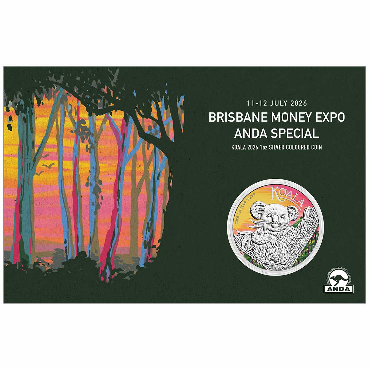 Australia ANDA Brisbane Money Expo 2026 Koala $1 Colour 1oz Silver Uncirculated Coin