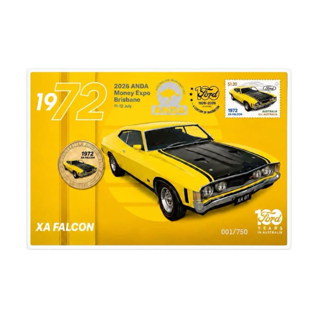 ANDA Brisbane Money Expo 2026 $1 Ford XA Falcon Stamp & Coin Cover