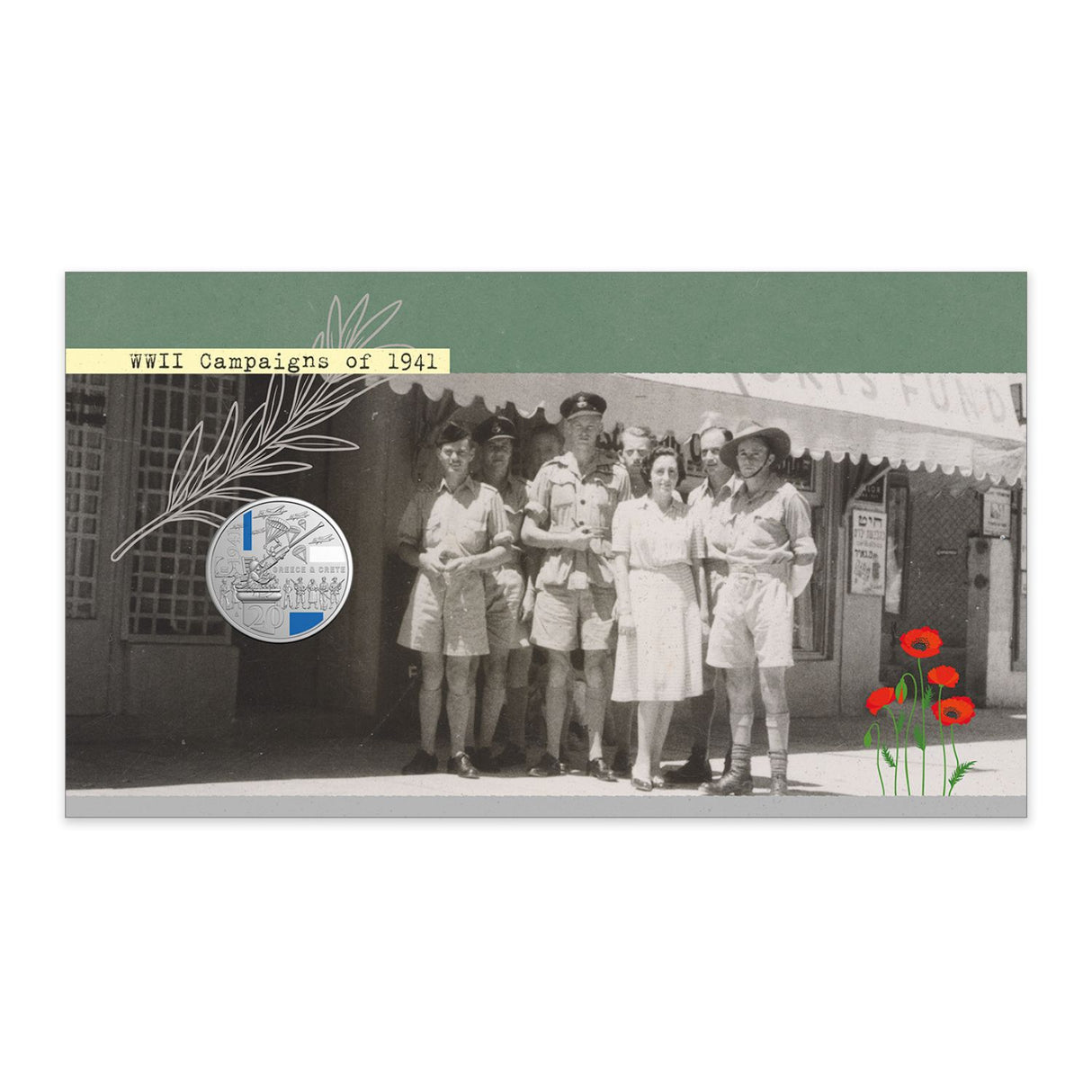 Australia WWII Greece & Crete 2026 20c Privymark Stamp & Coin Cover
