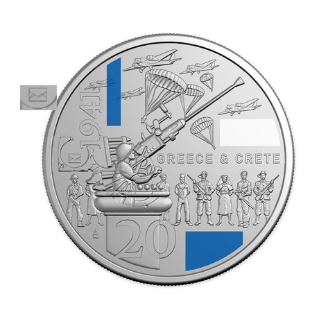 Australia WWII Greece & Crete 2026 20c Privymark Stamp & Coin Cover
