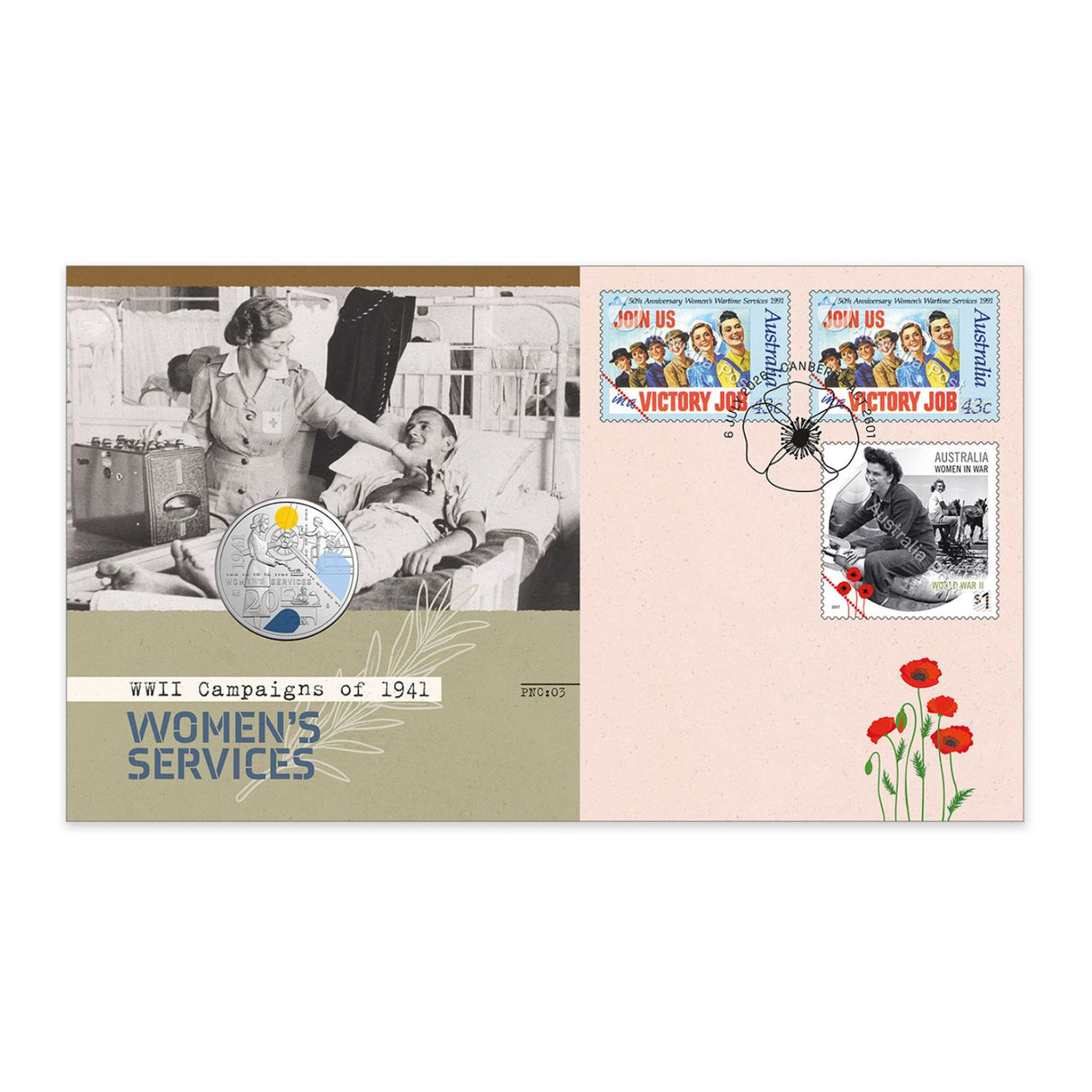 Australia WWII Women's Service 2026 20c Privymark Stamp & Coin Cover