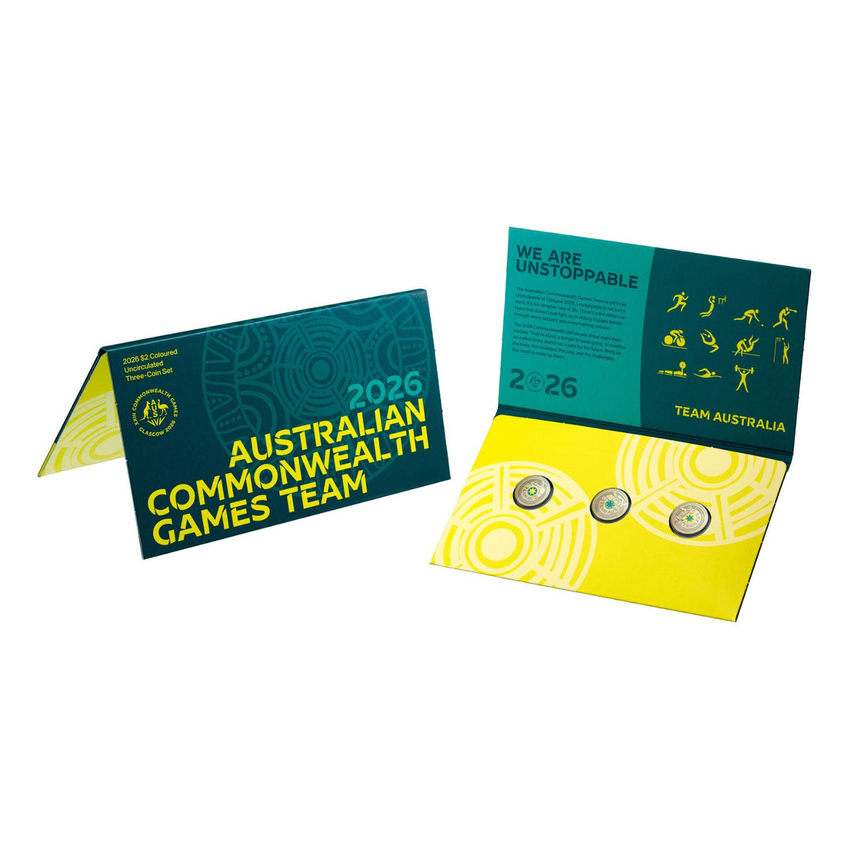 Australia Commonwealth Games Team 2026 $2 Colour Aluminium-Bronze 3-Coin Uncirculated Set