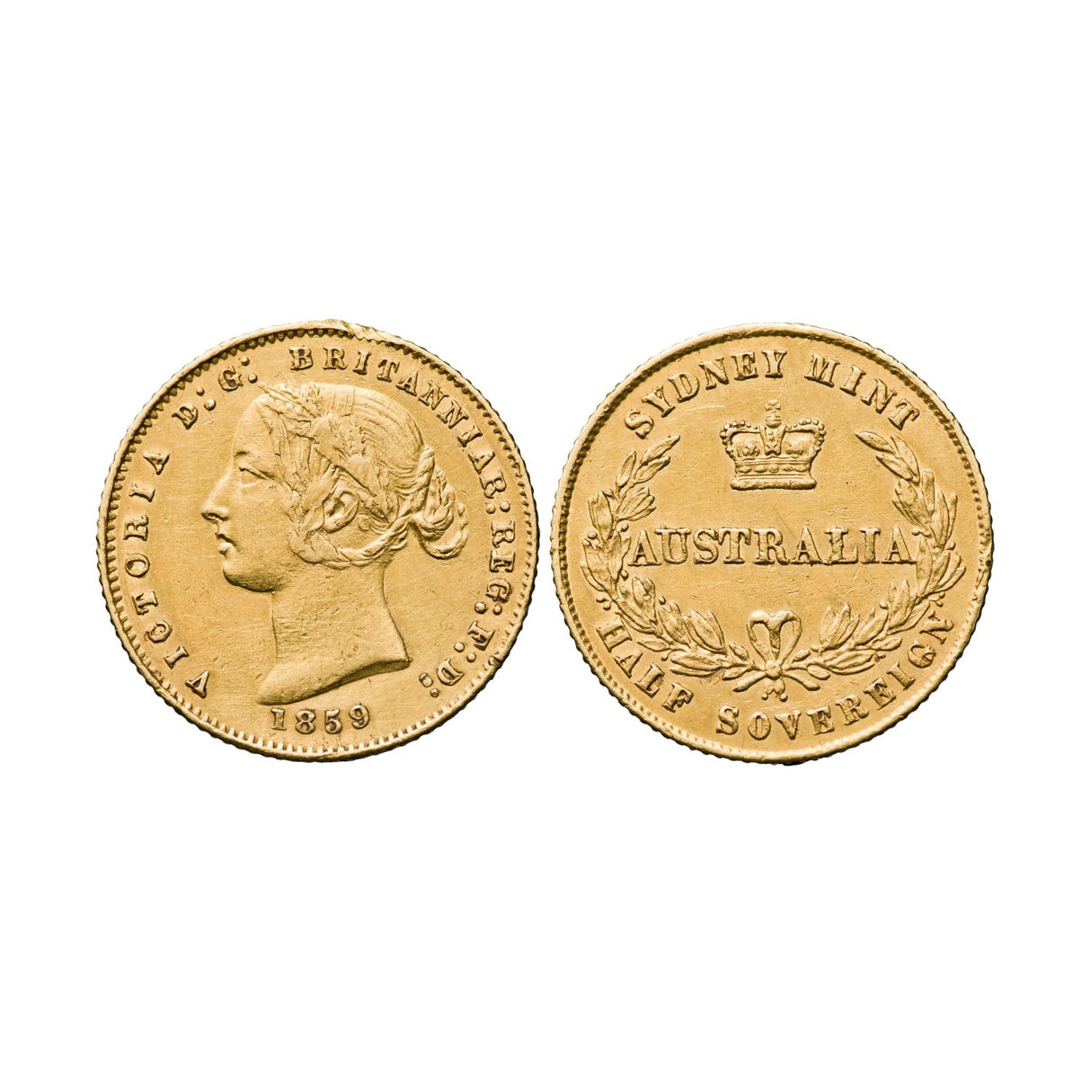1859 Sydney Mint Half Sovereign Type II Very Fine with minor edge knocks