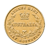 1859 Sydney Mint Half Sovereign Type II Very Fine with minor edge knocks