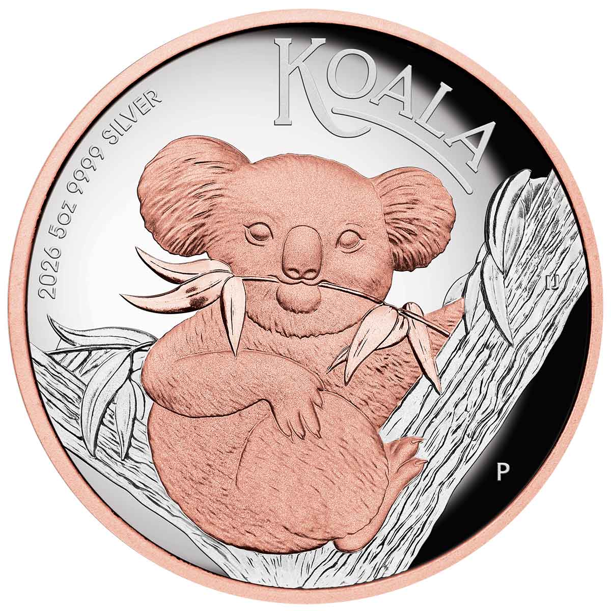 Australia Koala 2026 $8 High Relief Rose Gold-plated 5oz Silver Proof Coin