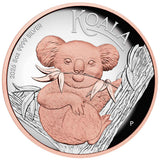 Australia Koala 2026 $8 High Relief Rose Gold-plated 5oz Silver Proof Coin