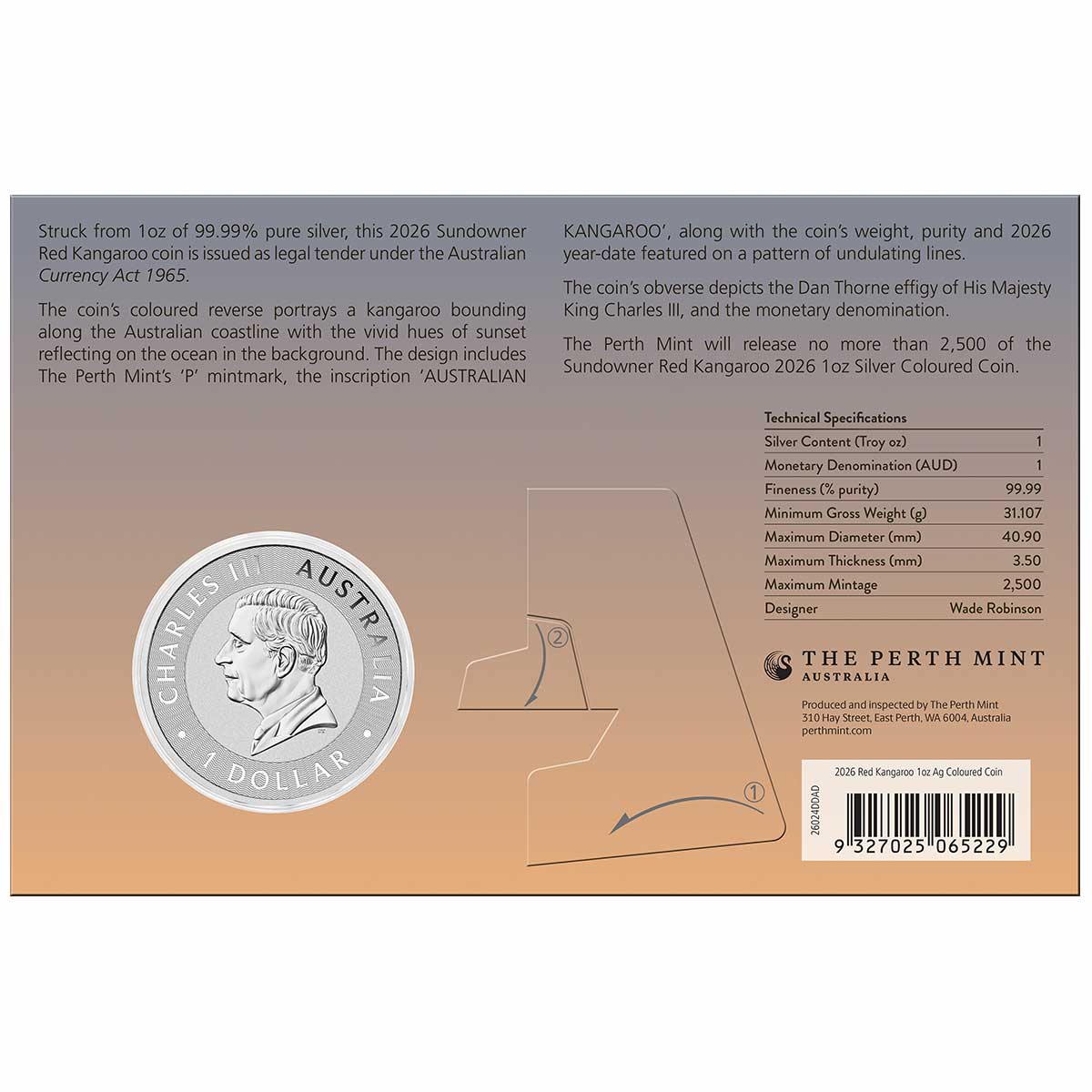 Australia Sundowner Red Kangaroo 2026 $1 Colour 1oz Silver Uncirculated Coin