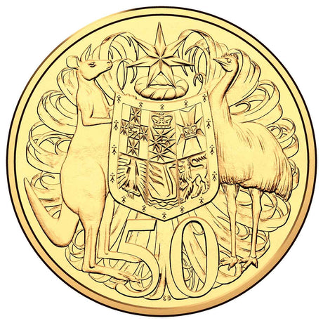 2016 50c 50th Anniversary of Decimal Currently Special Release Open Day Gold Plated Silver Uncirculated Coin