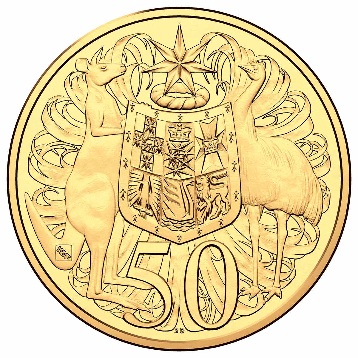 2016 50c 50th Anniversary of Decimal Currently Special Release Berlin World Money Fair Gold Plated Silver Uncirculated Coin