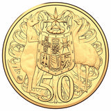 2016 50c 50th Anniversary of Decimal Currently Special Release Berlin World Money Fair Gold Plated Silver Uncirculated Coin