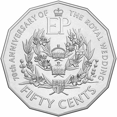 2017 50c Royal 70th Wedding Anniversary Unc Coin