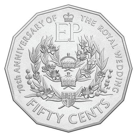 2017 50c Royal 70th Wedding Anniversary Unc Coin