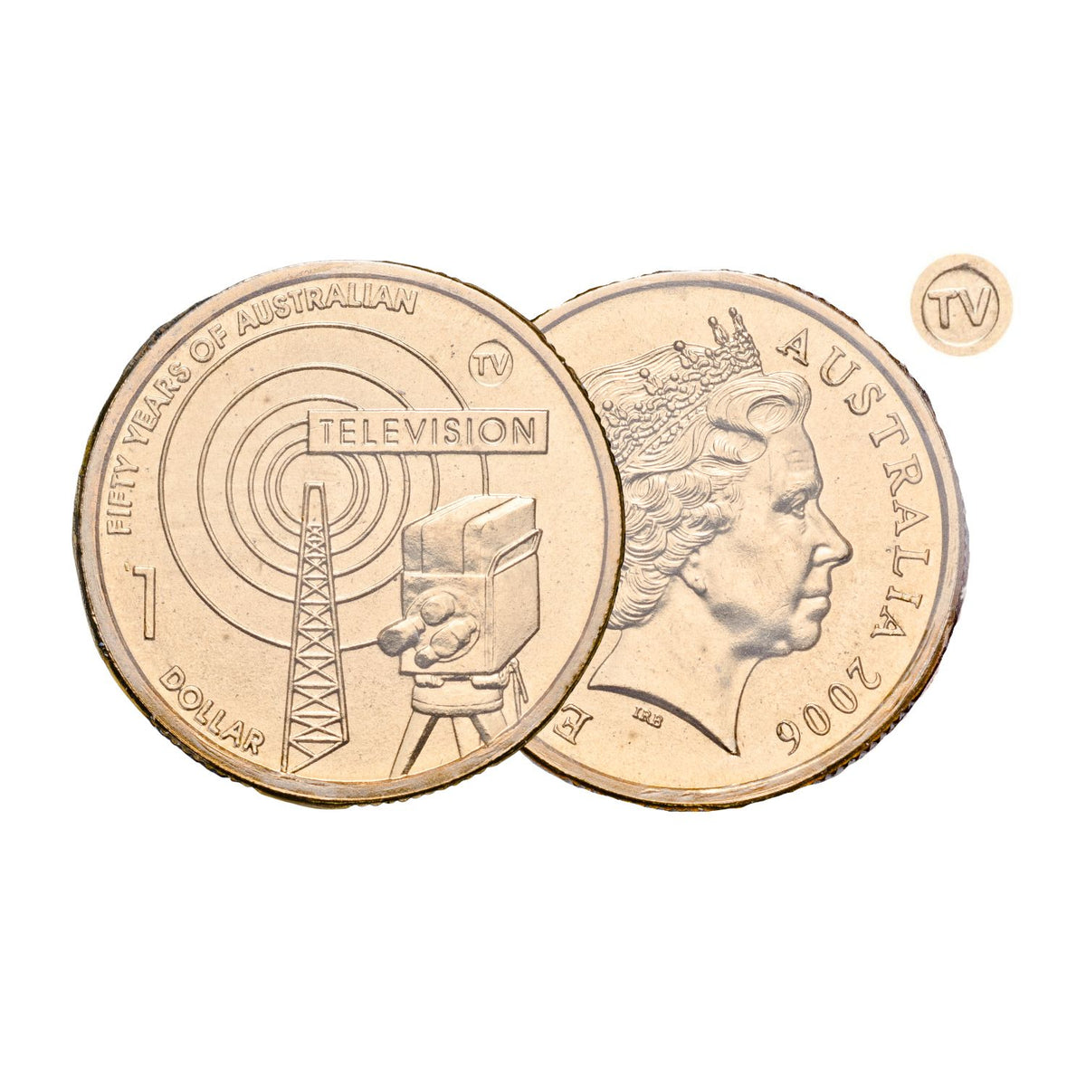 Australia 2006 $1 Television 50th Anniversary TV Mintmark Aluminium-Bronze Uncirculated Coin