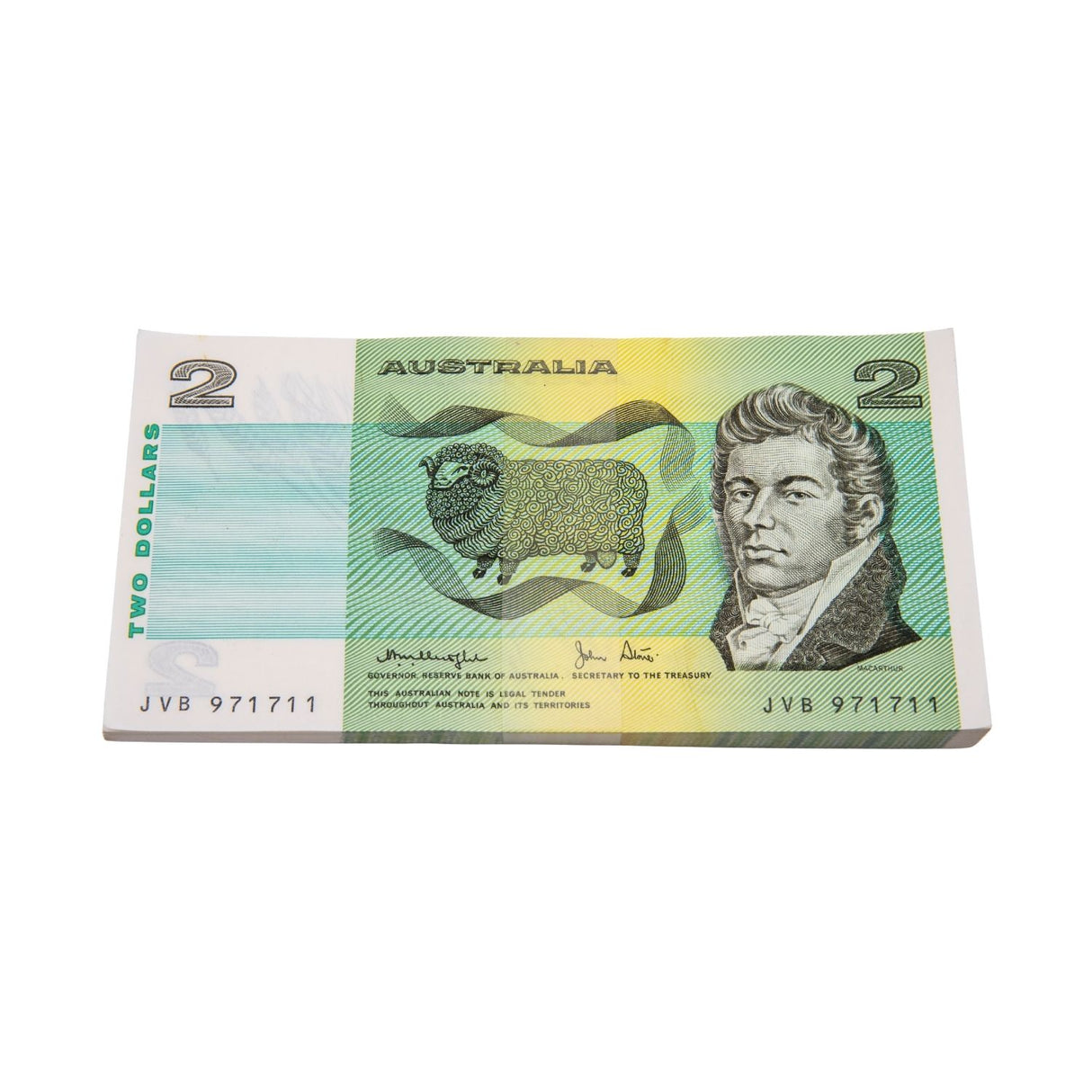 Australia 1979 $2 R87 Knight/Stone Uncirculated 100-Note Reserve Bank Bundle
