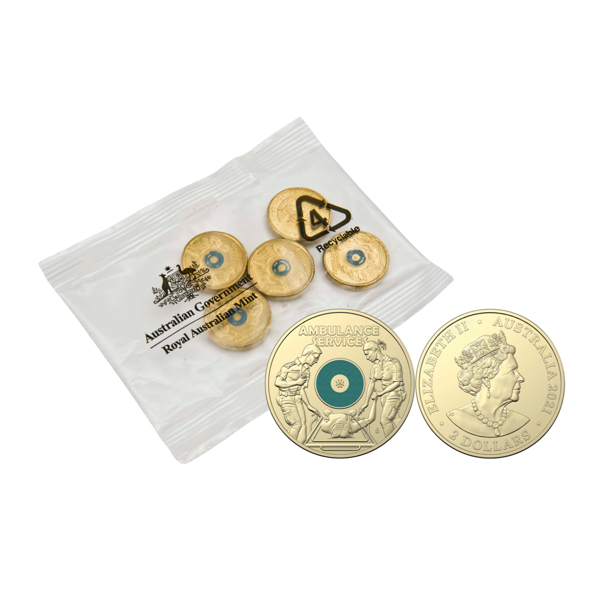 Australia Ambulance Services 2021 $2 Official RAM Uncirculated 5-Coin Mint Bag