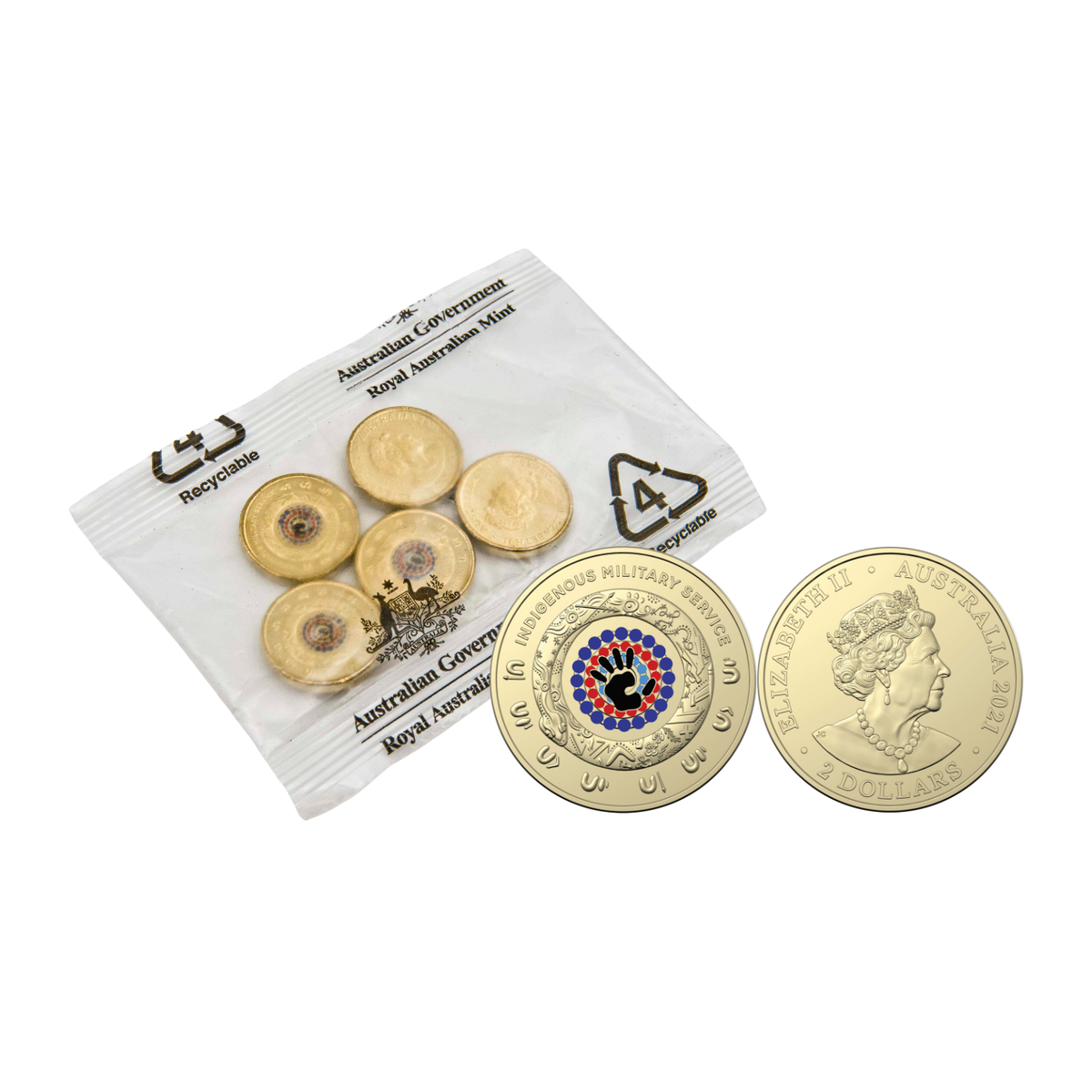 Australia Indigenous Military Service 2021 $2 Official RAM Uncirculated 5-Coin Mint Bag