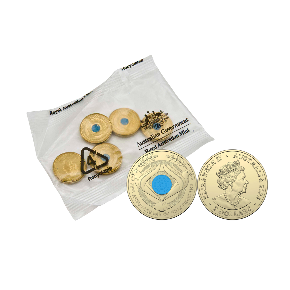 Australia Peacekeeping 75th Anniversary 2022 $2 Official RAM Uncirculated 5-Coin Mint Bag