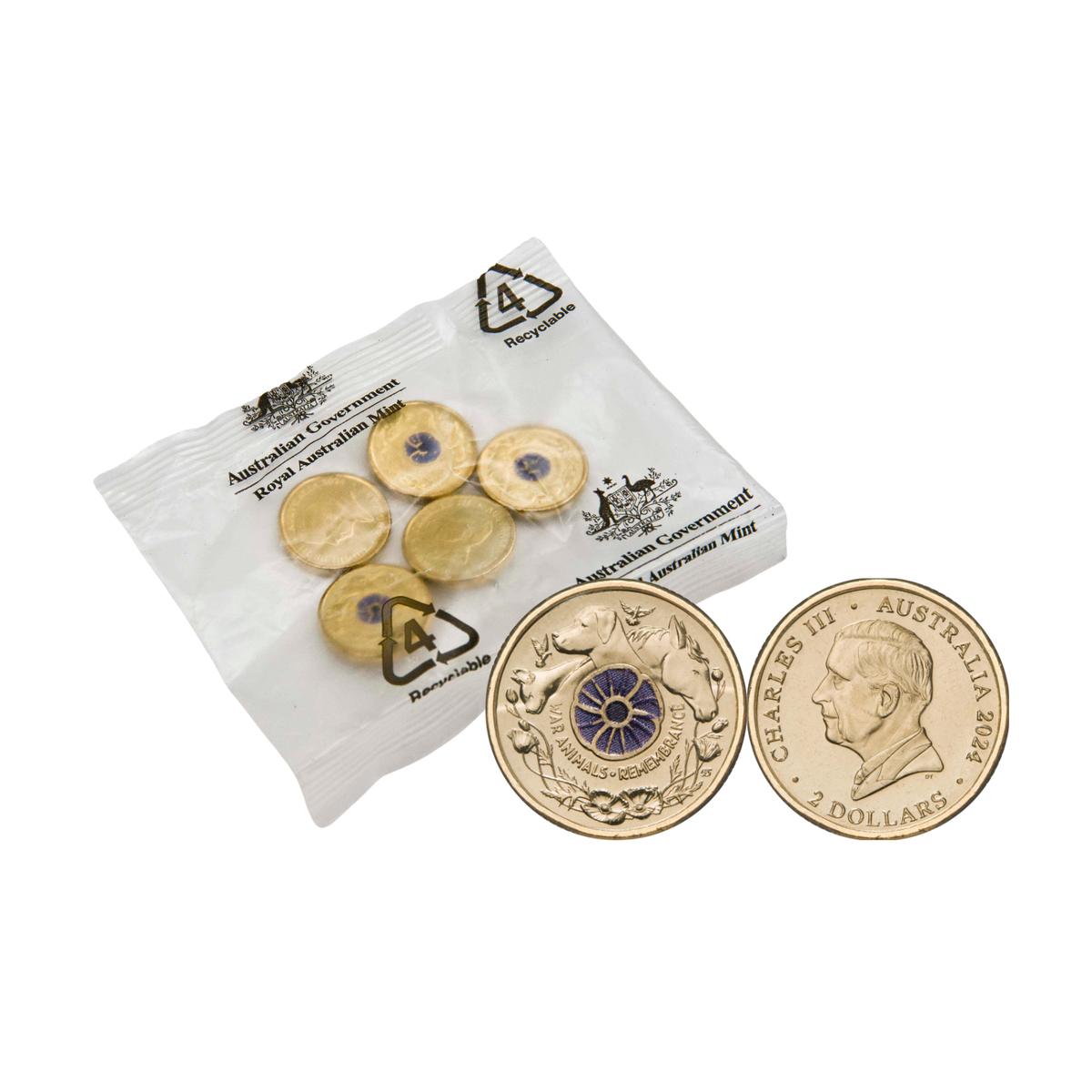 Australia War Animals 2024 $2 Official RAM Uncirculated 5-Coin Mint Bag