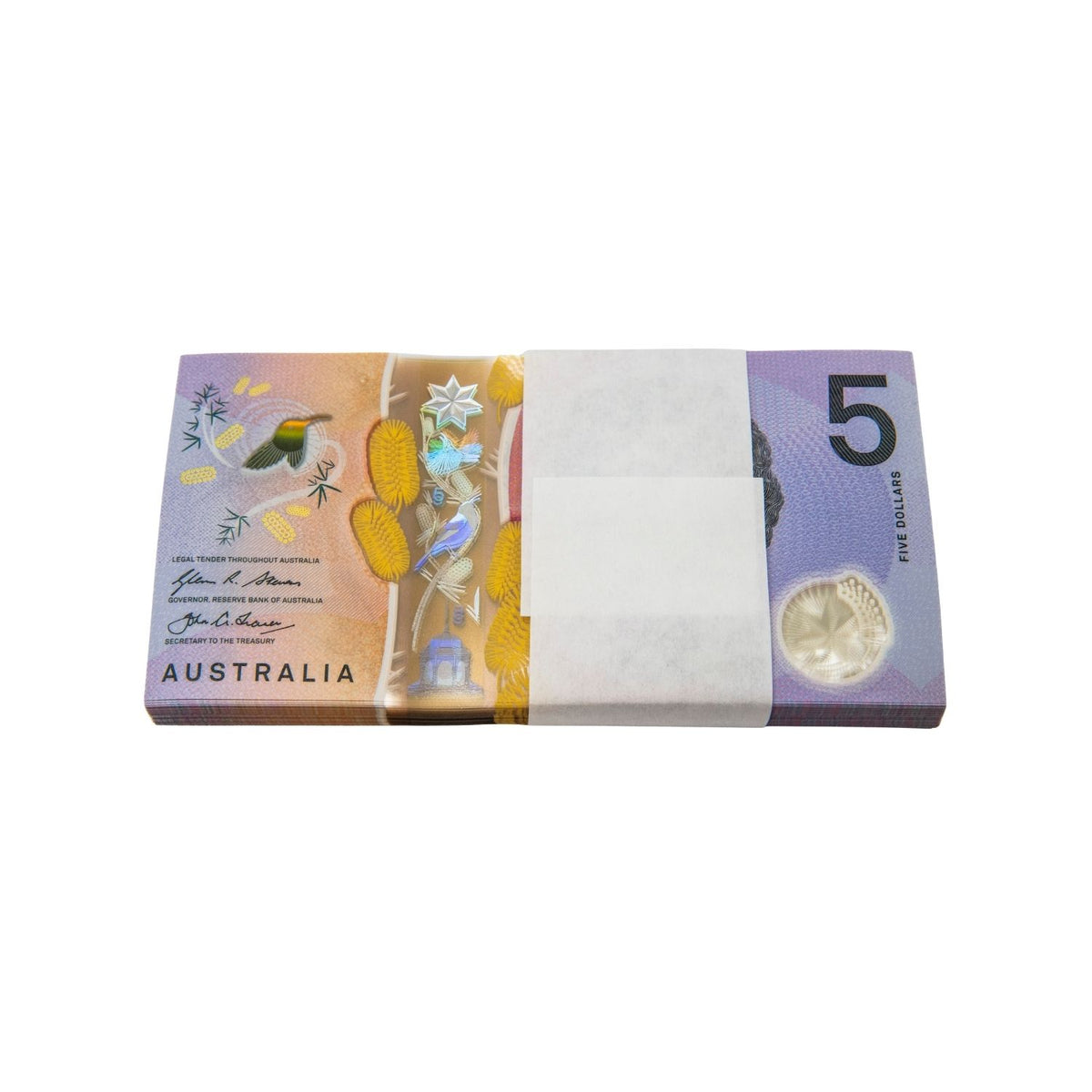 Australia 2016 $5 New Generation Uncirculated 100-Note Reserve Bank Bundle